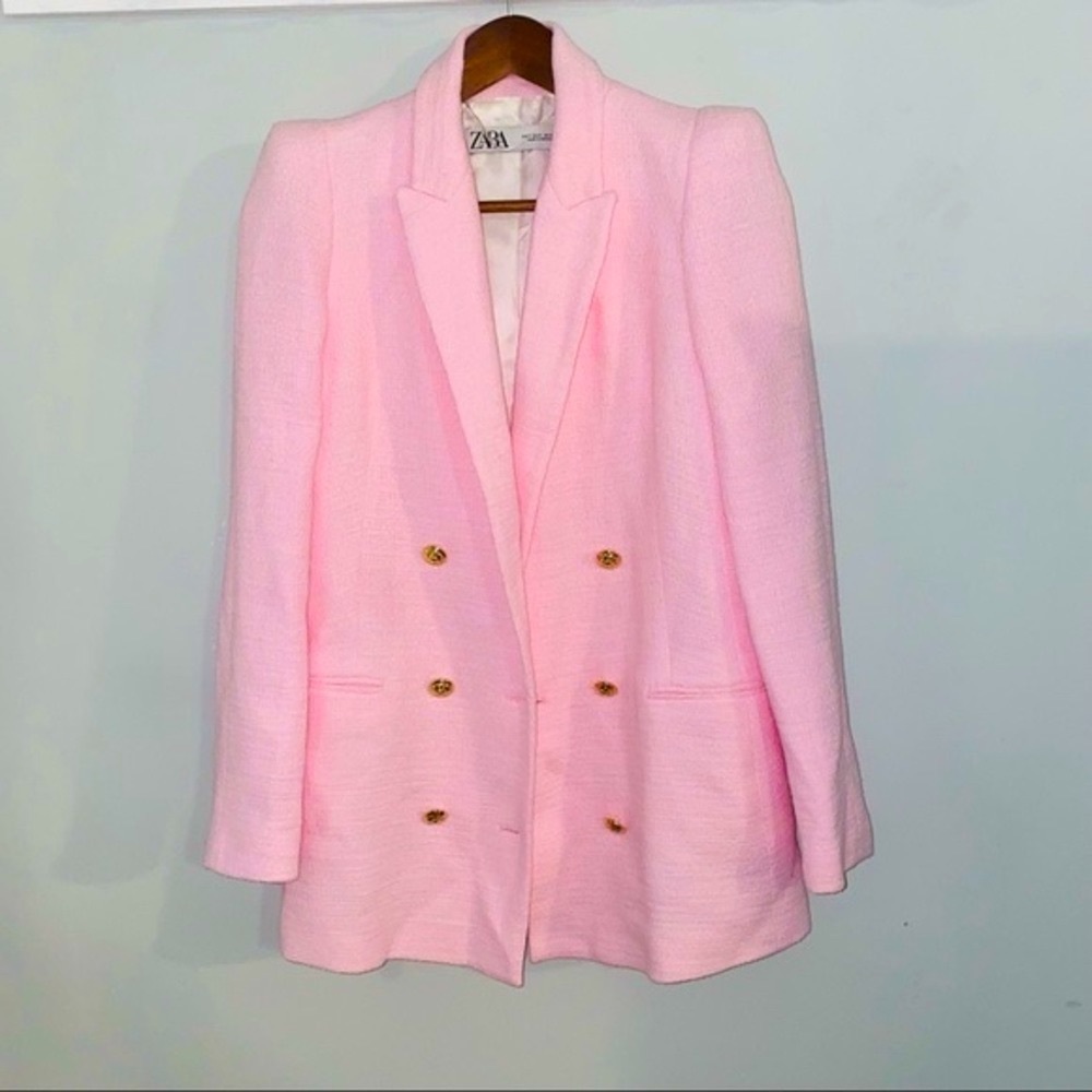 Zara pink tweed blazer